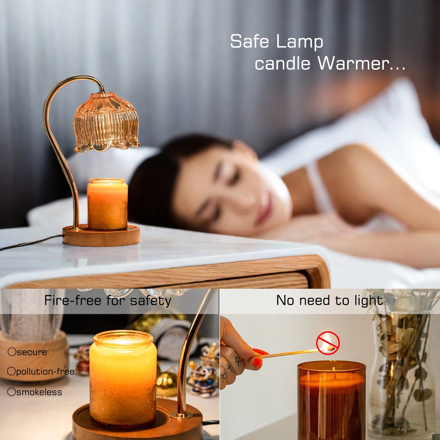 Electric Flower Candle Warmer Lamp with Timer