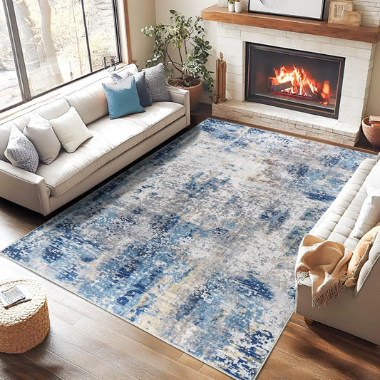 Living Room Area Rugs Machine Washable Non-Slip Carpet