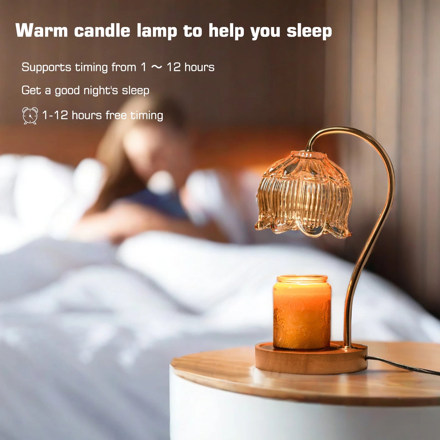 Electric Flower Candle Warmer Lamp with Timer