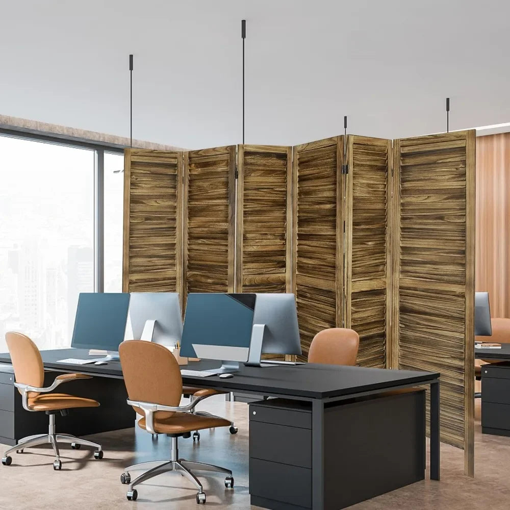 Room Divider 6 Panel with Louvered Design