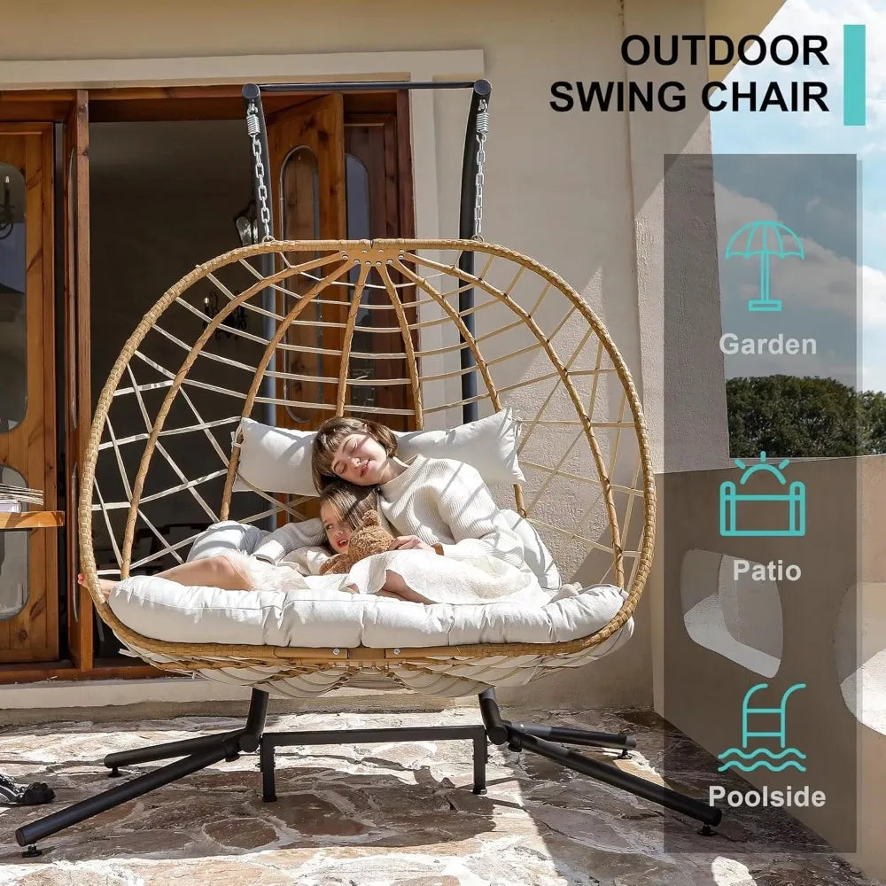 Double Egg Swing Chair w/Stand, 2