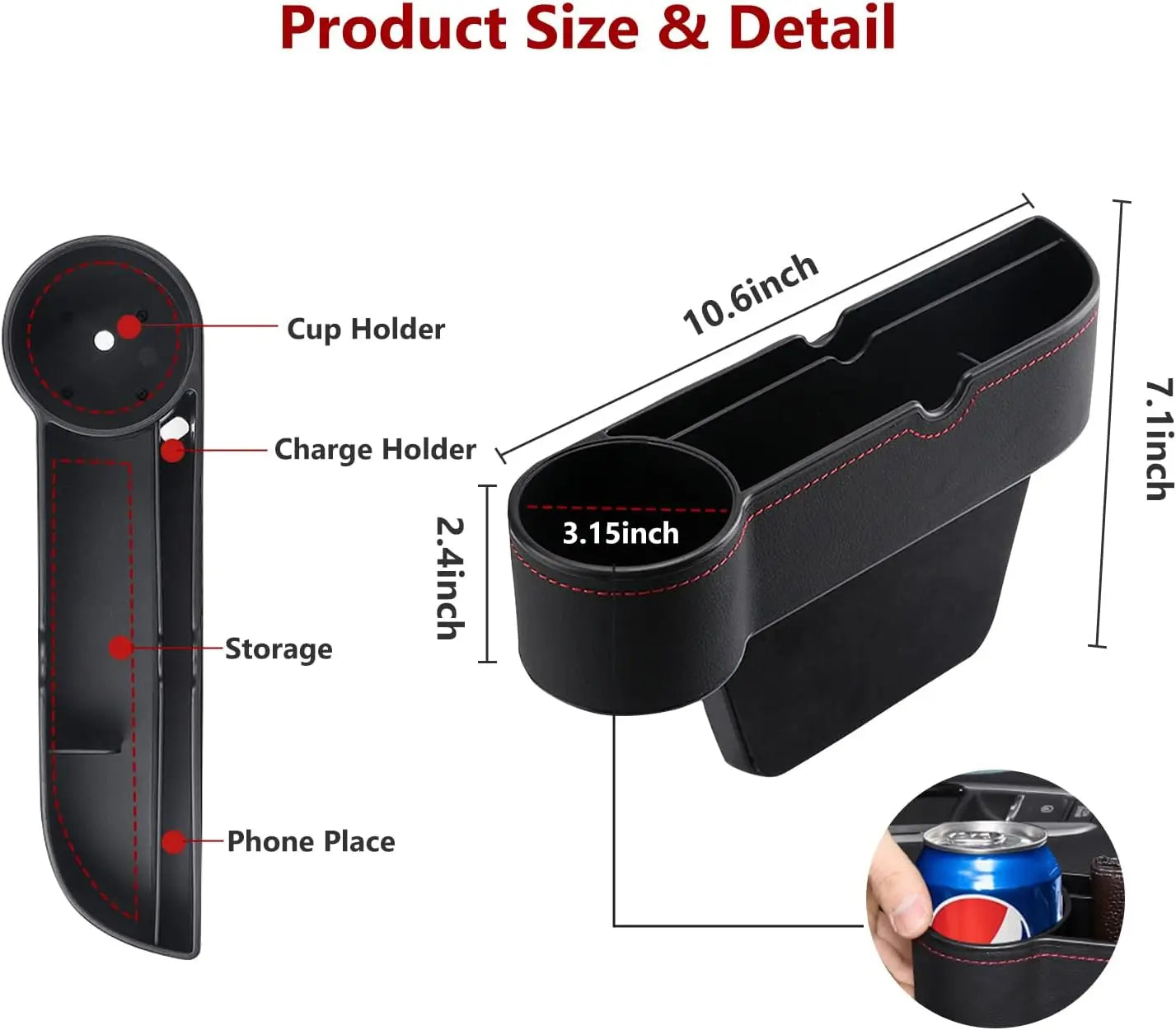 1PC Automotive Seat Gap/ Organizer with Cup Holder f