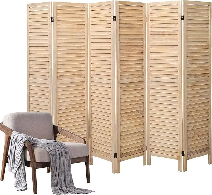 Room Divider 6 Panel with Louvered Design