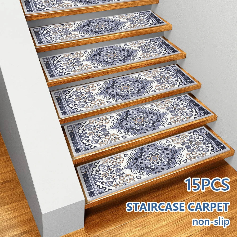 15PCS Carpet Stair Treads Set Self-adhesive
