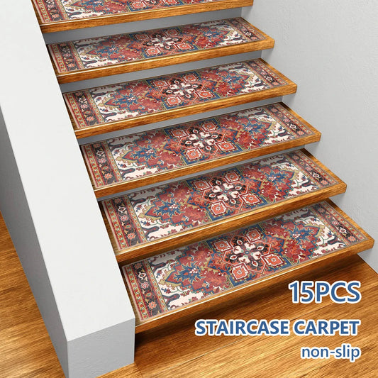 15PCS Carpet Stair Treads Set Self-adhesive