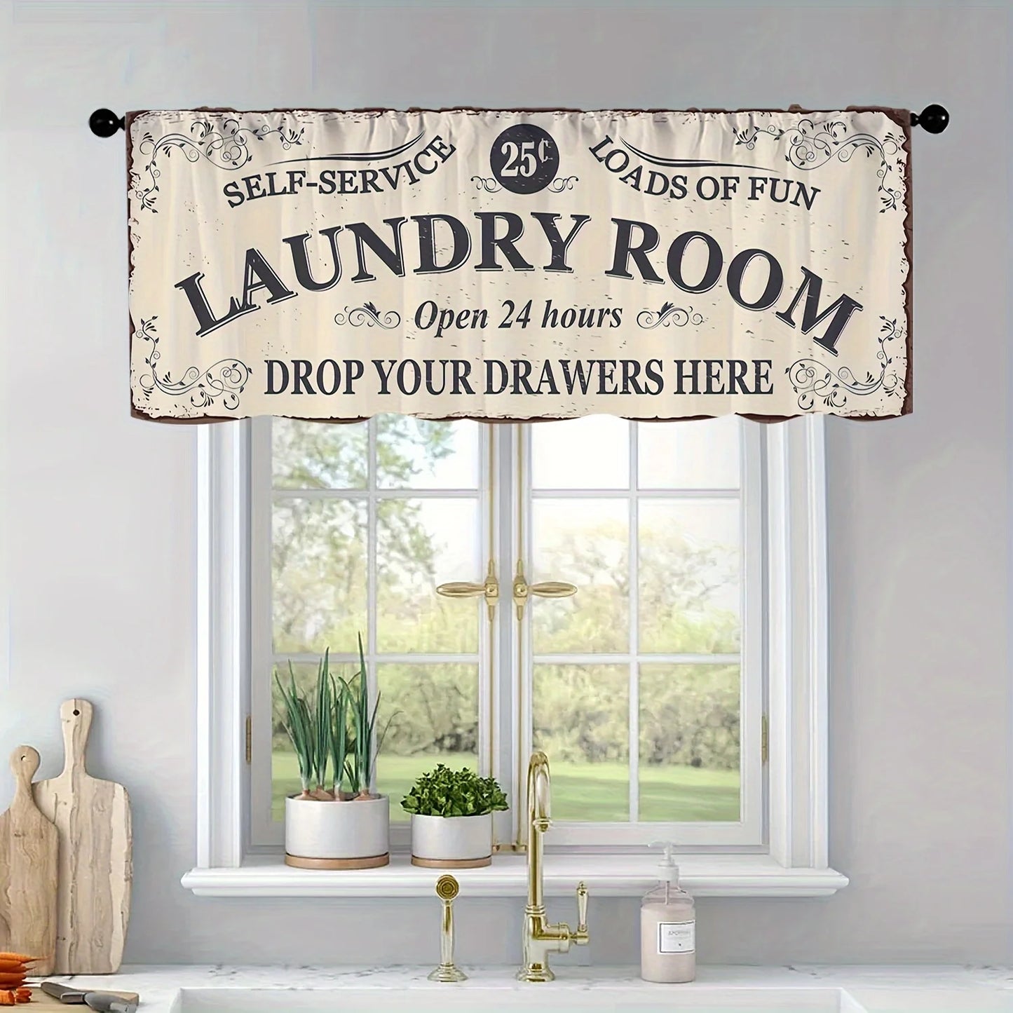 1PC Beige Kitchen Laundry Curtains