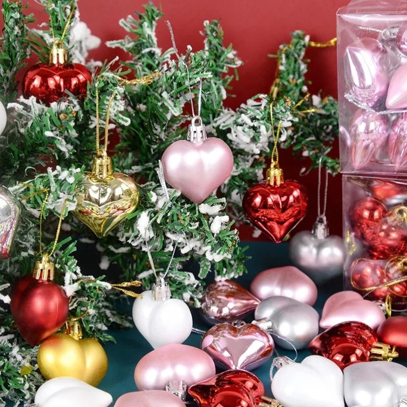 12pcs/box Heart Shaped Hanging Ornaments