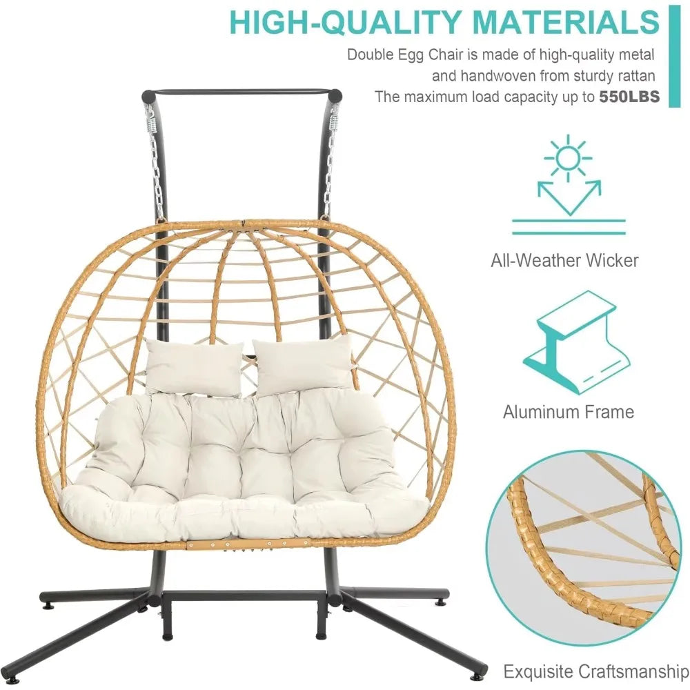 Double Egg Swing Chair w/Stand, 2