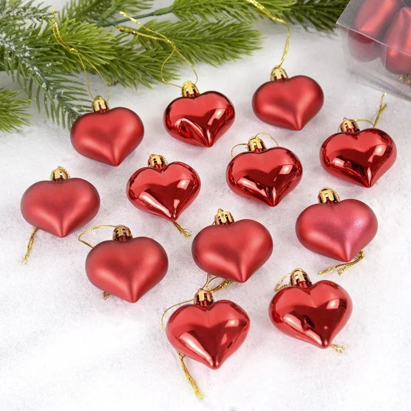 12pcs/box Heart Shaped Hanging Ornaments