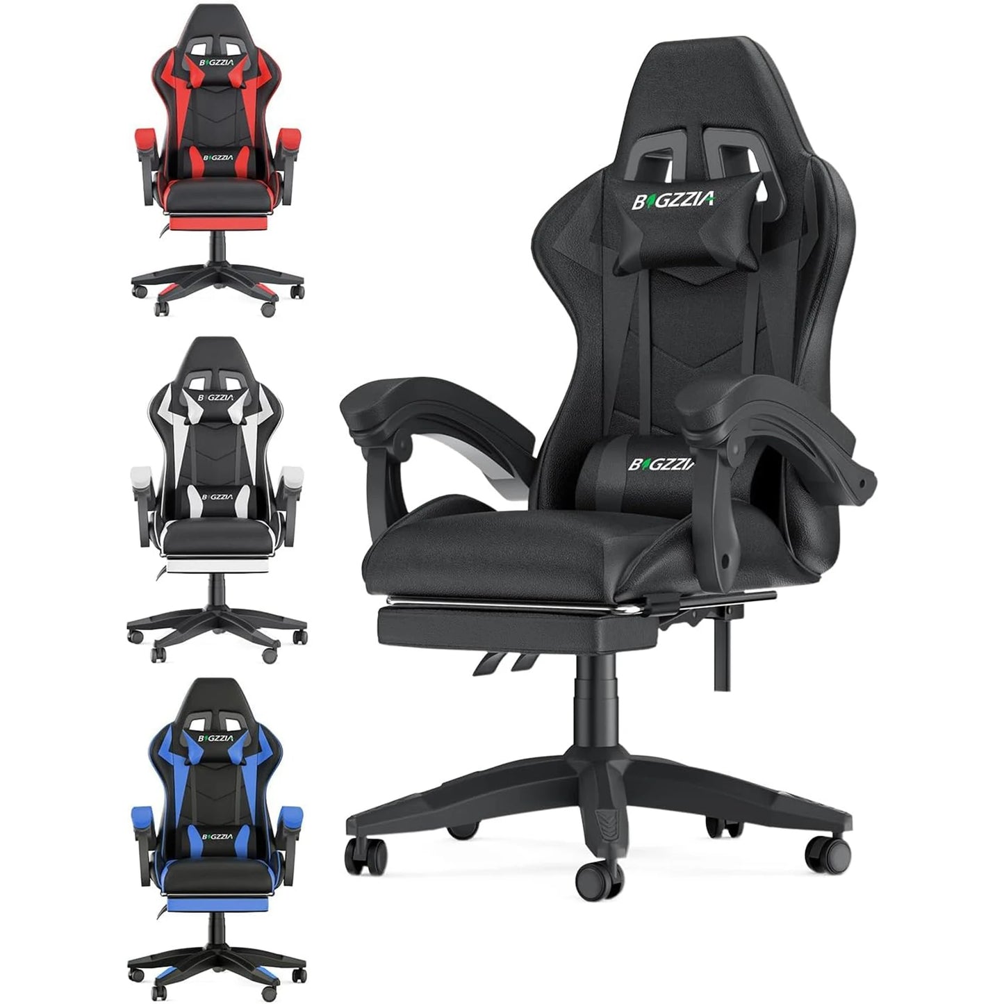 Gaming Chair with Footrest Chairs Ergonomic with Lumbar Cushion Headrest