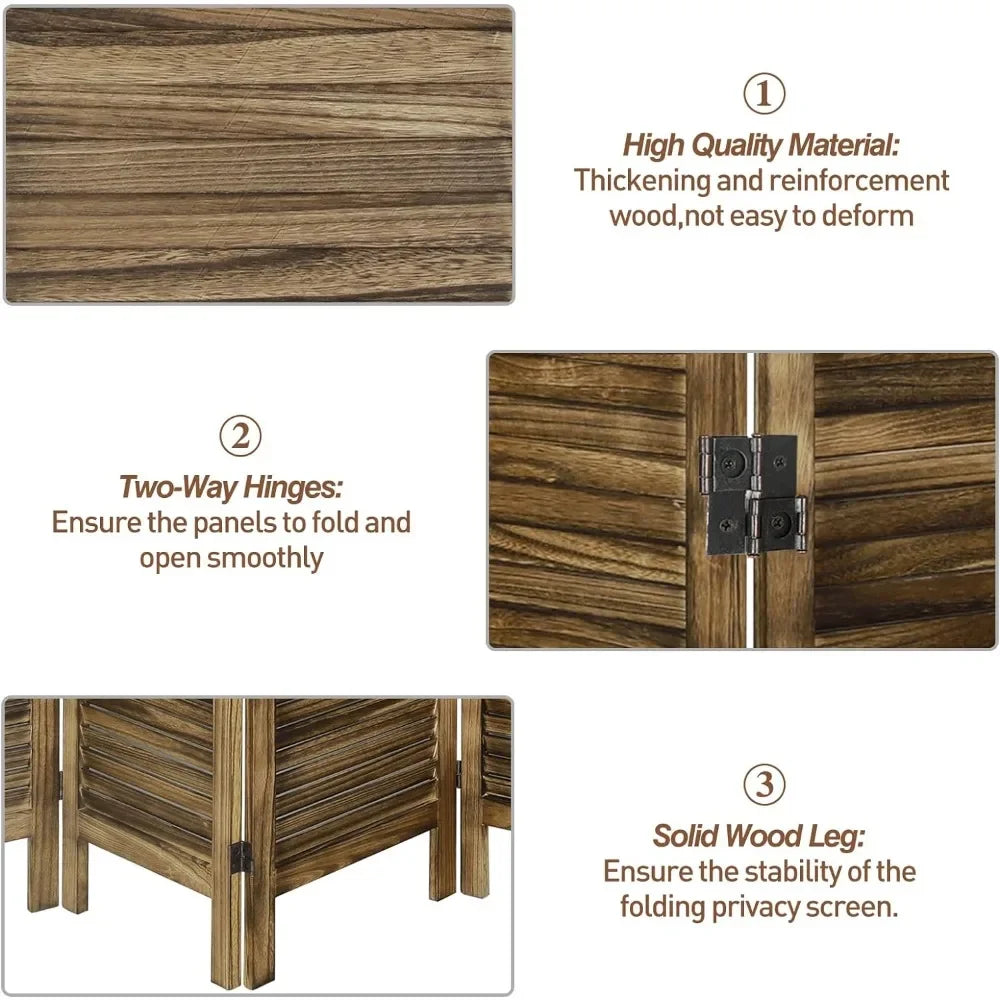 Room Divider 6 Panel with Louvered Design