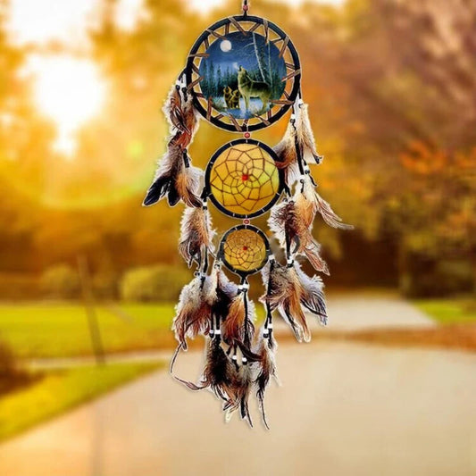 Handmade Dream Catcher with Brown Feathers