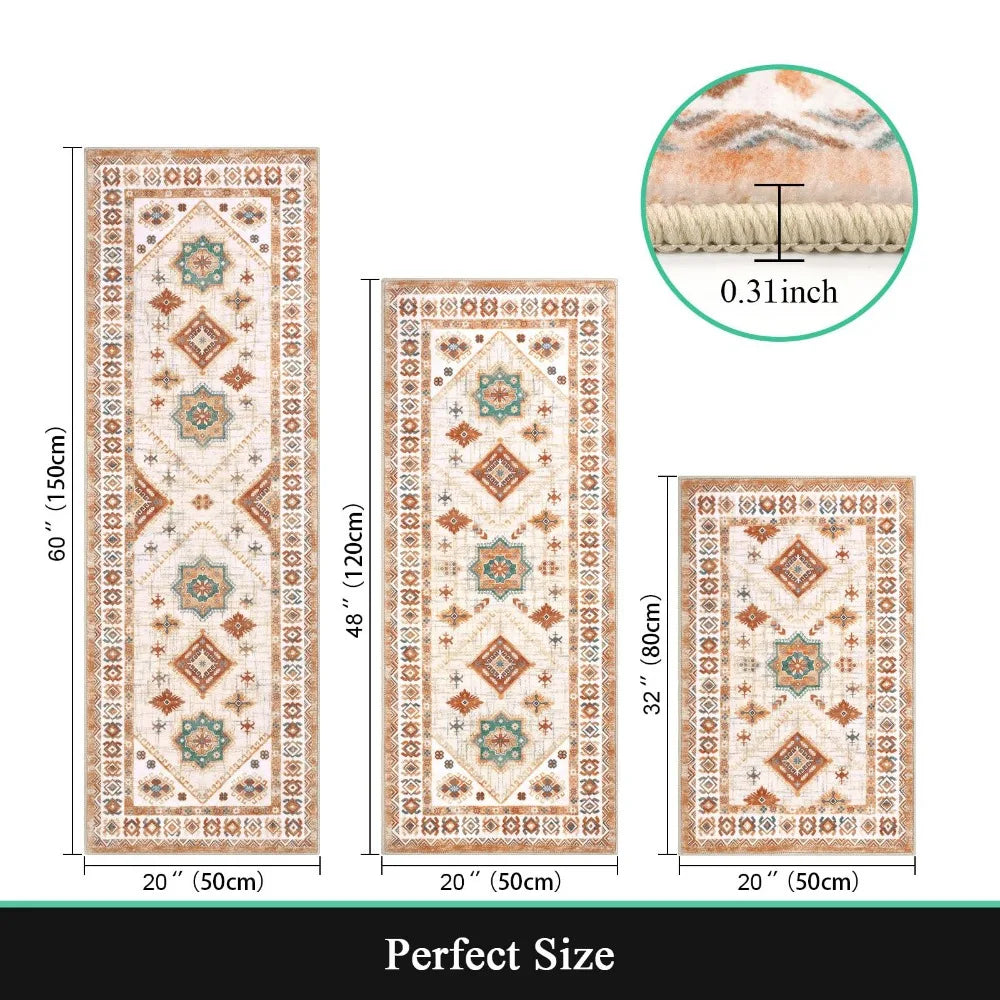 Kitchen rug set 3 pieces, washable
