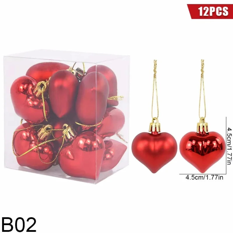 12pcs/box Heart Shaped Hanging Ornaments