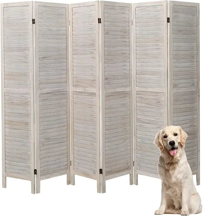 Room Divider 6 Panel with Louvered Design