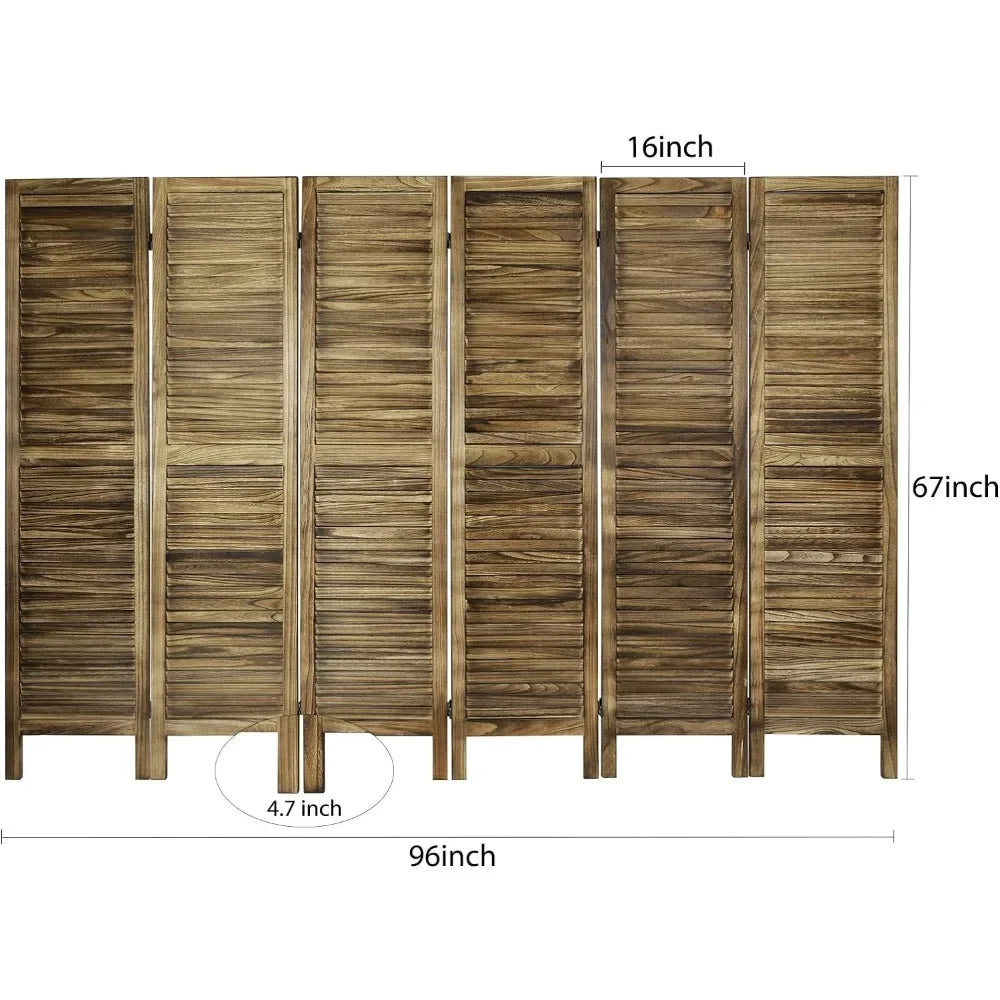 Room Divider 6 Panel with Louvered Design