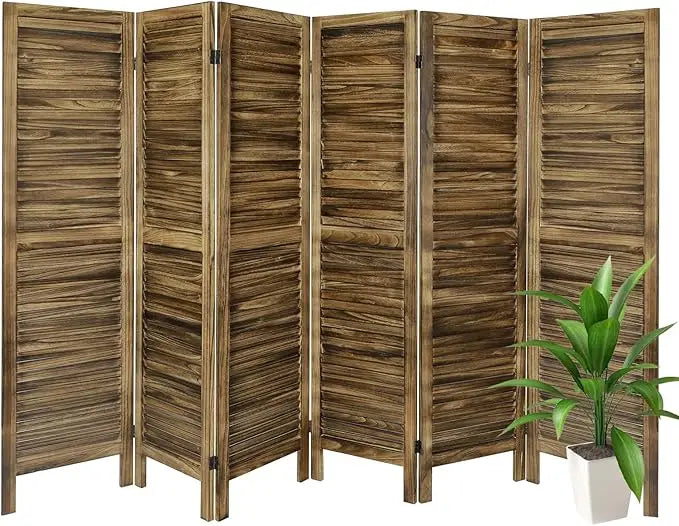 Room Divider 6 Panel with Louvered Design