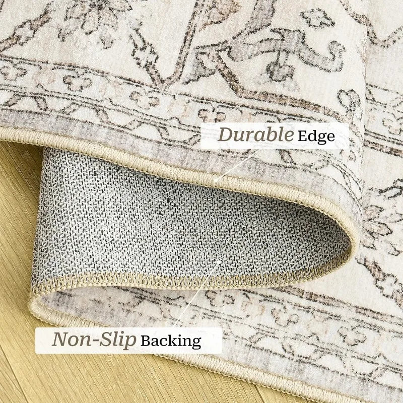 8x10 Area Rug for Living Room, Stain Resistant Neutral Washable Rugs