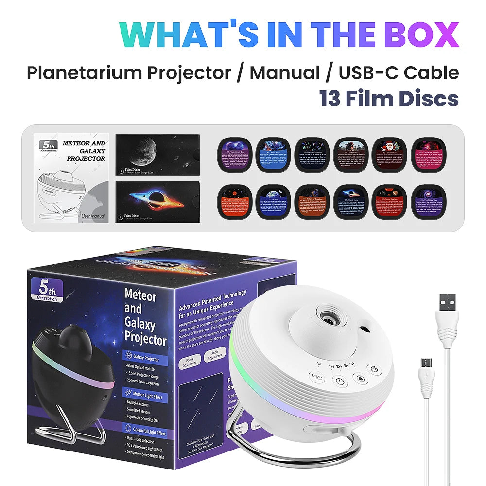 13 In 1 Planetarium Star Projector, 360° Rotating