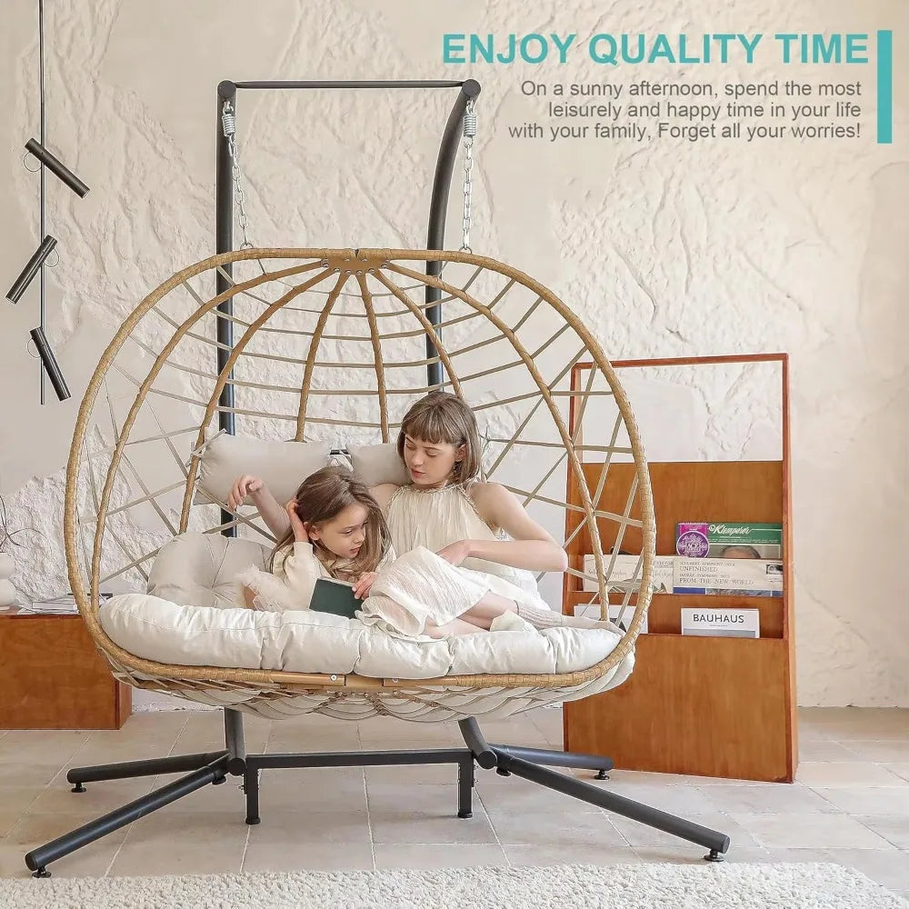 Double Egg Swing Chair w/Stand, 2