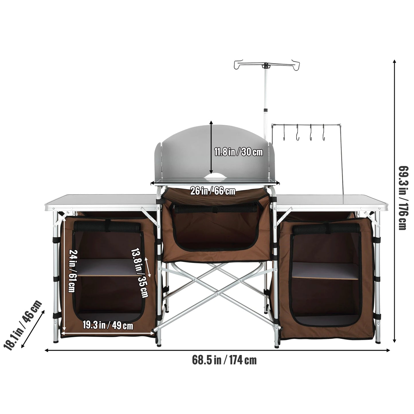 Foldable Camping Outdoor Kitchen Table Cabinet