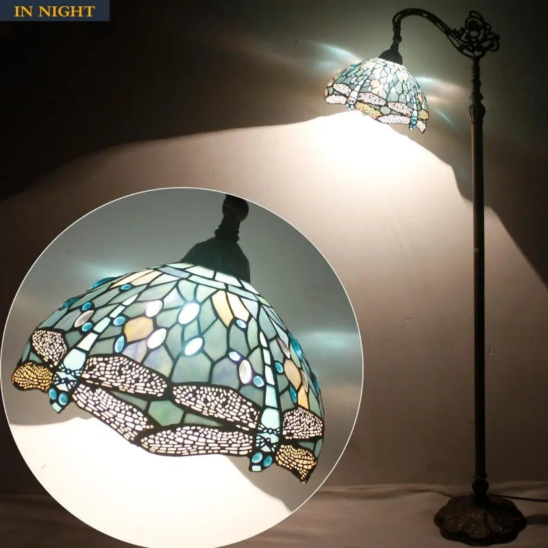 Tiffany Floor Lamp Sea Blue-Stained Glass