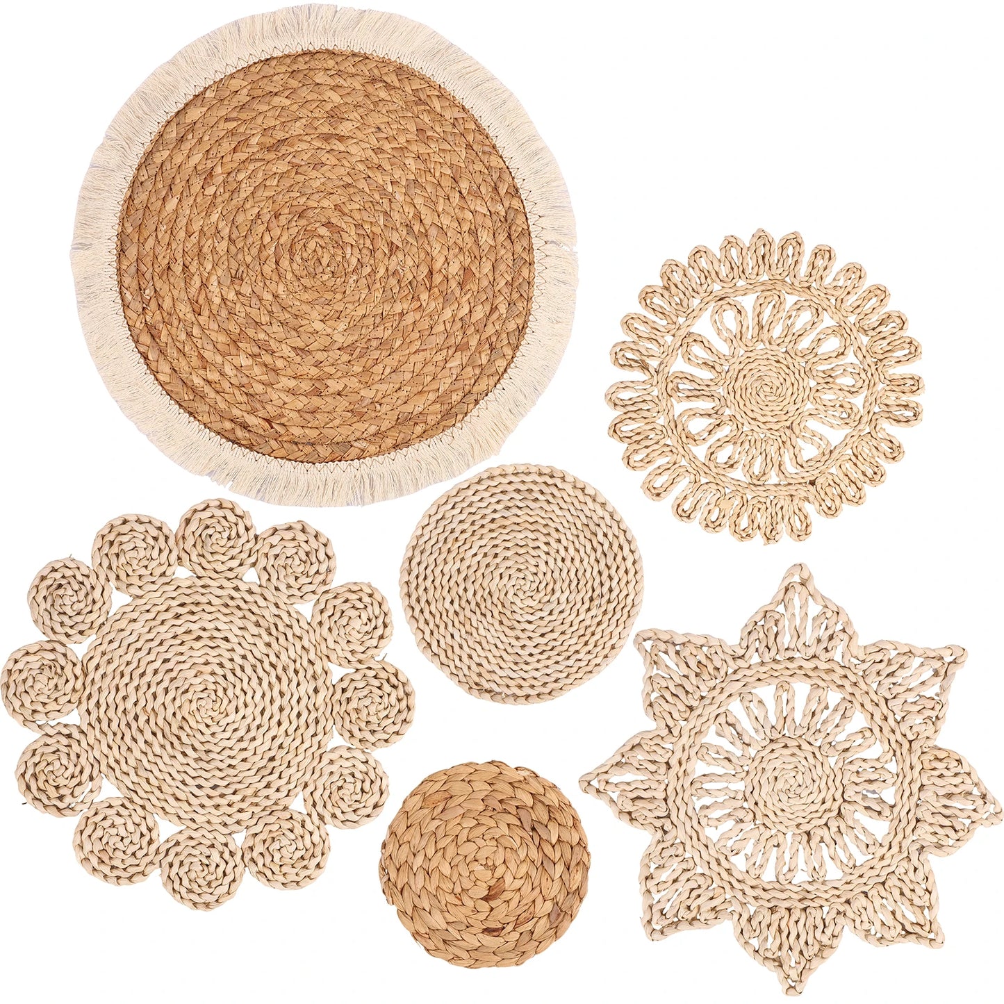 6Pcs Hanging Woven Wall Basket Set