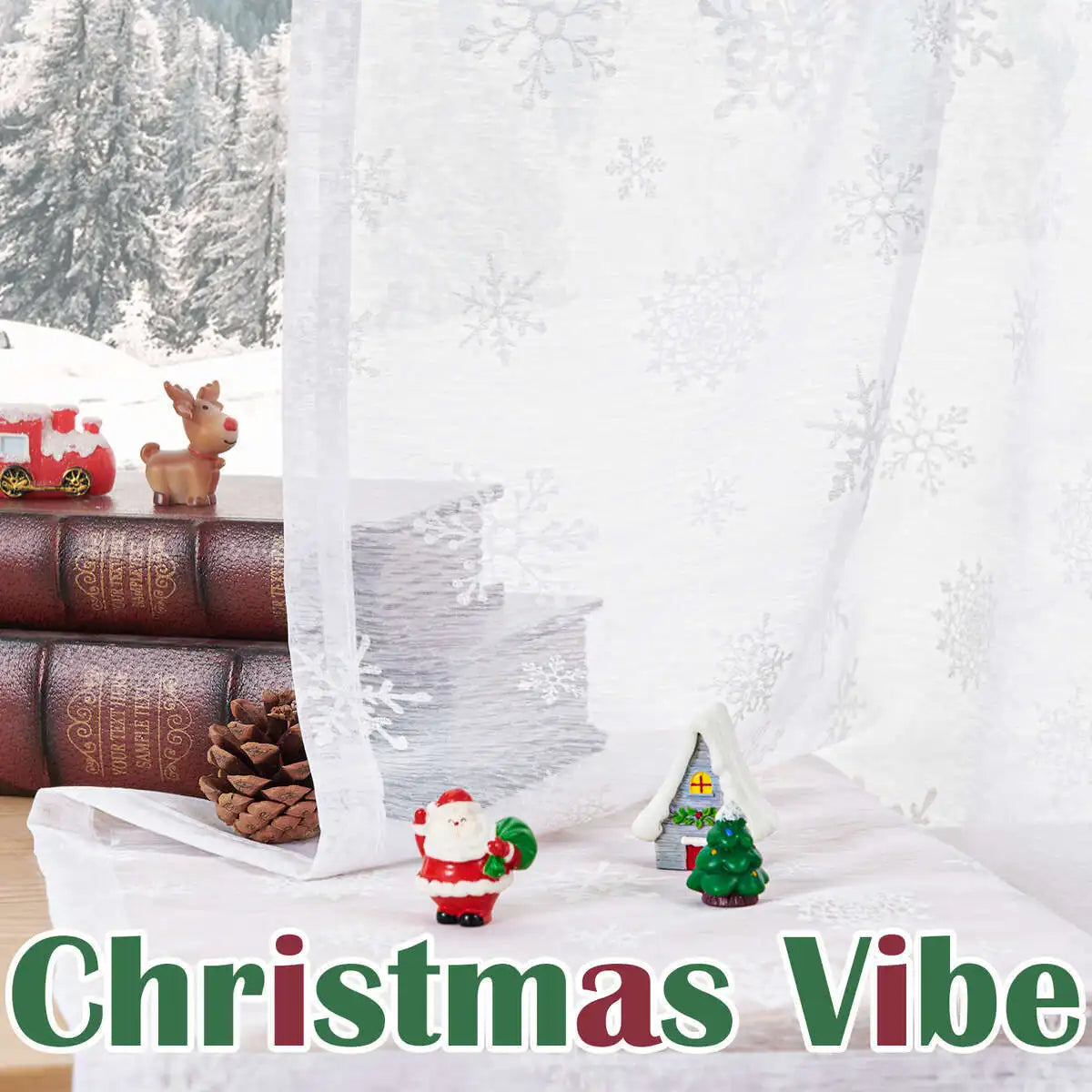 2PC Christmas Snowflake Curtains