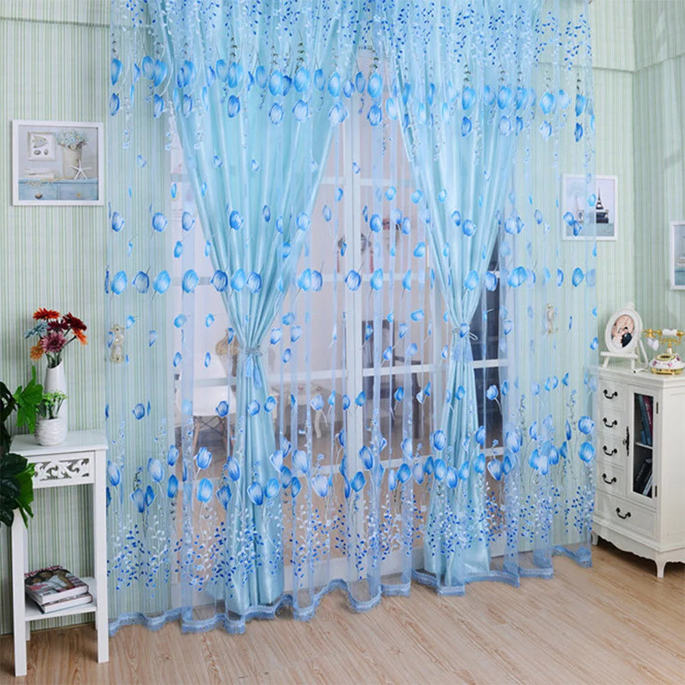 Romantic Tulips Window Voile Curtain