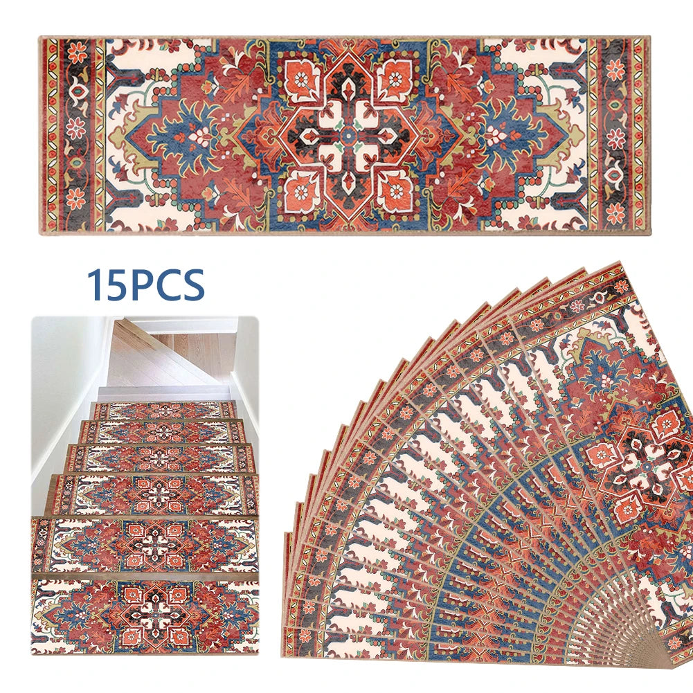 15PCS Carpet Stair Treads Set Self-adhesive