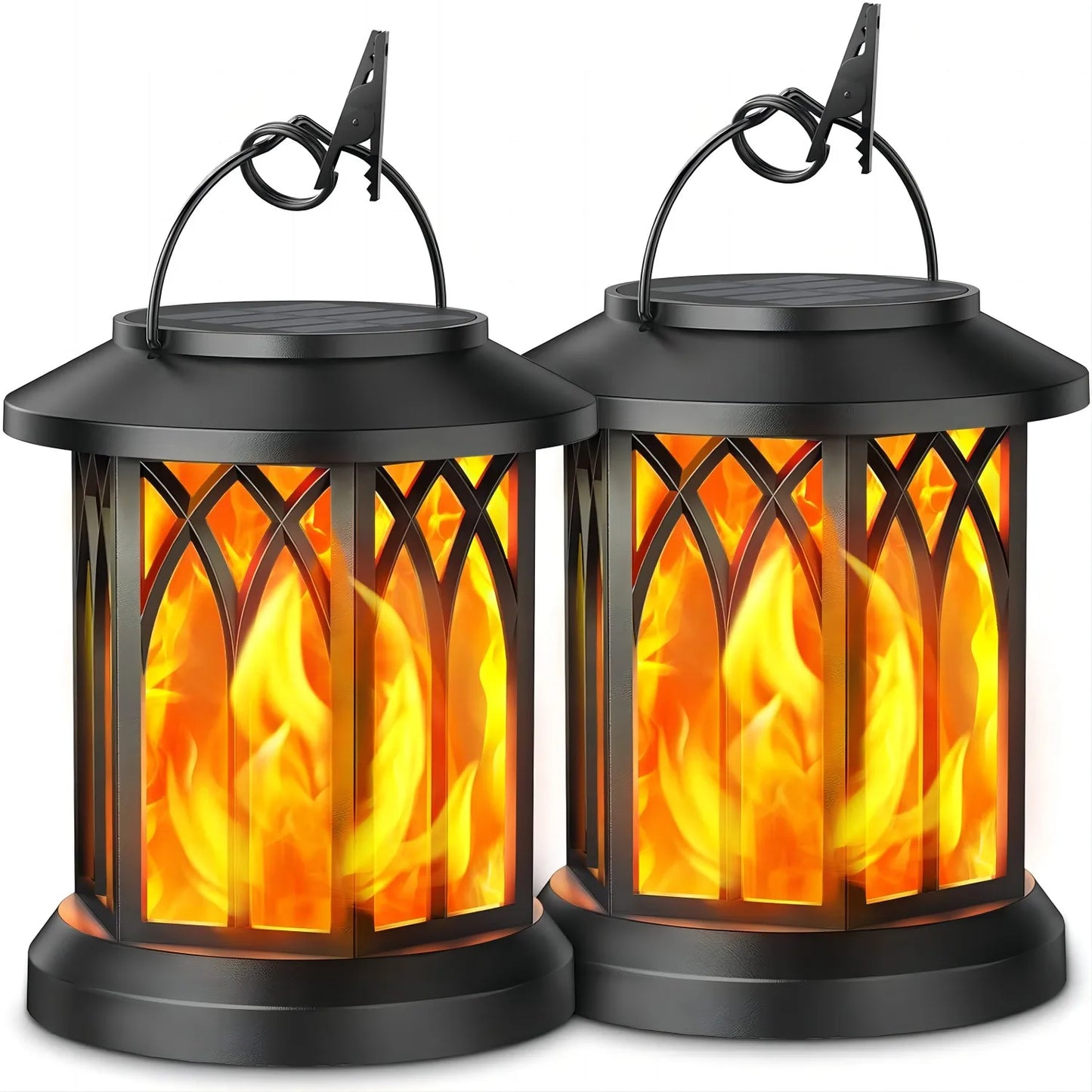 2 Pack Flickering Flame Solar Lanterns