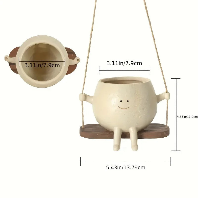 1pc Resin Hanging Planter Rustic