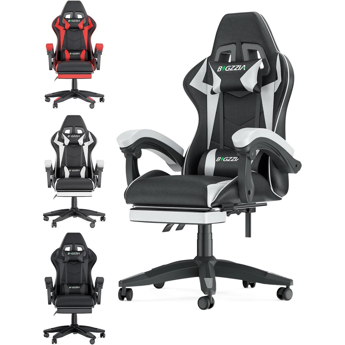 Gaming Chair with Footrest Chairs Ergonomic with Lumbar Cushion Headrest