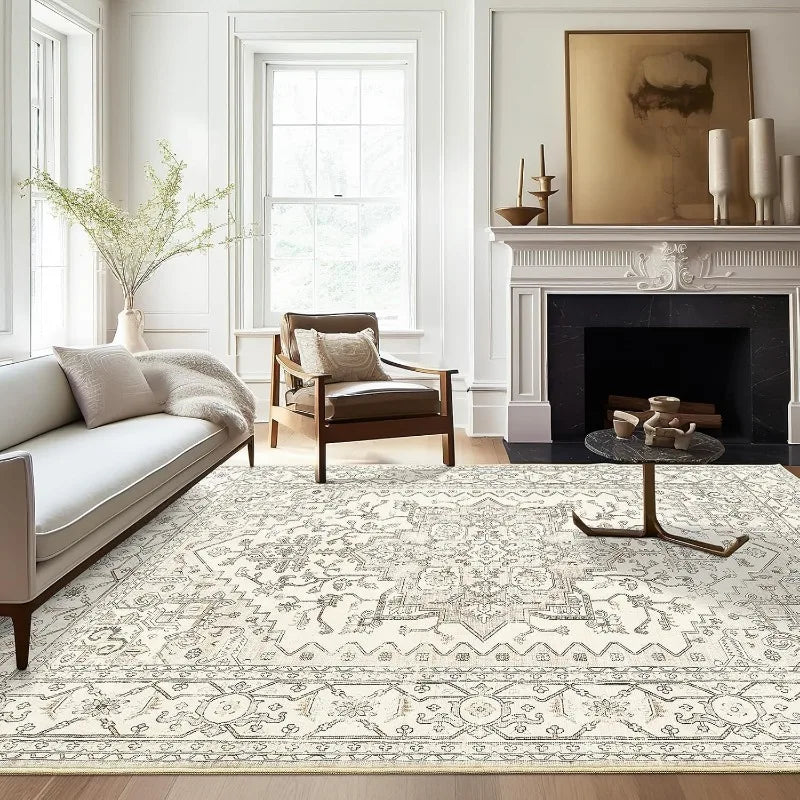 8x10 Area Rug for Living Room, Stain Resistant Neutral Washable Rugs