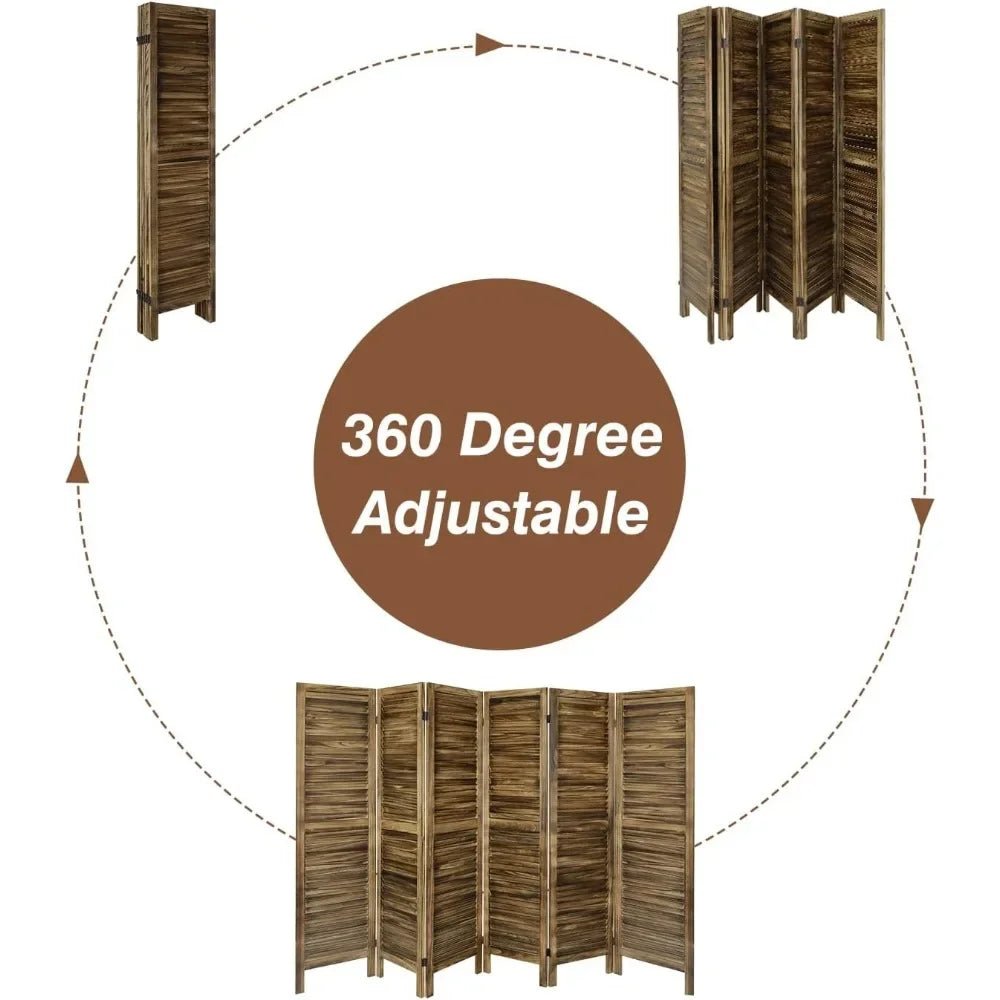 Room Divider 6 Panel with Louvered Design