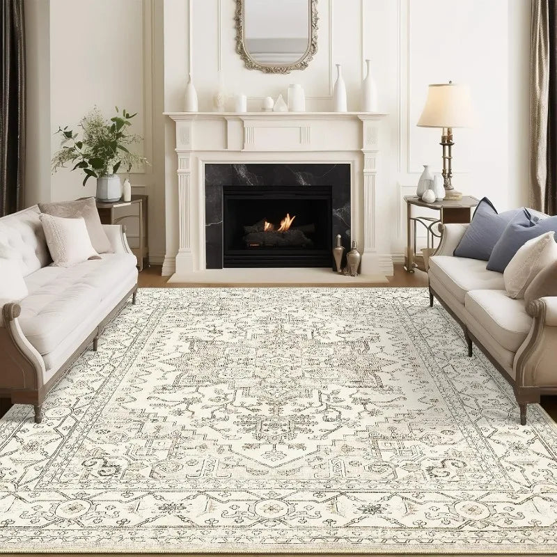 8x10 Area Rug for Living Room, Stain Resistant Neutral Washable Rugs