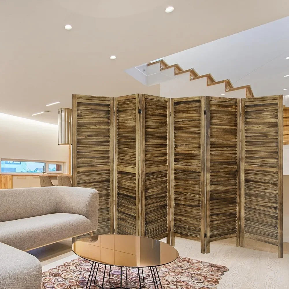Room Divider 6 Panel with Louvered Design