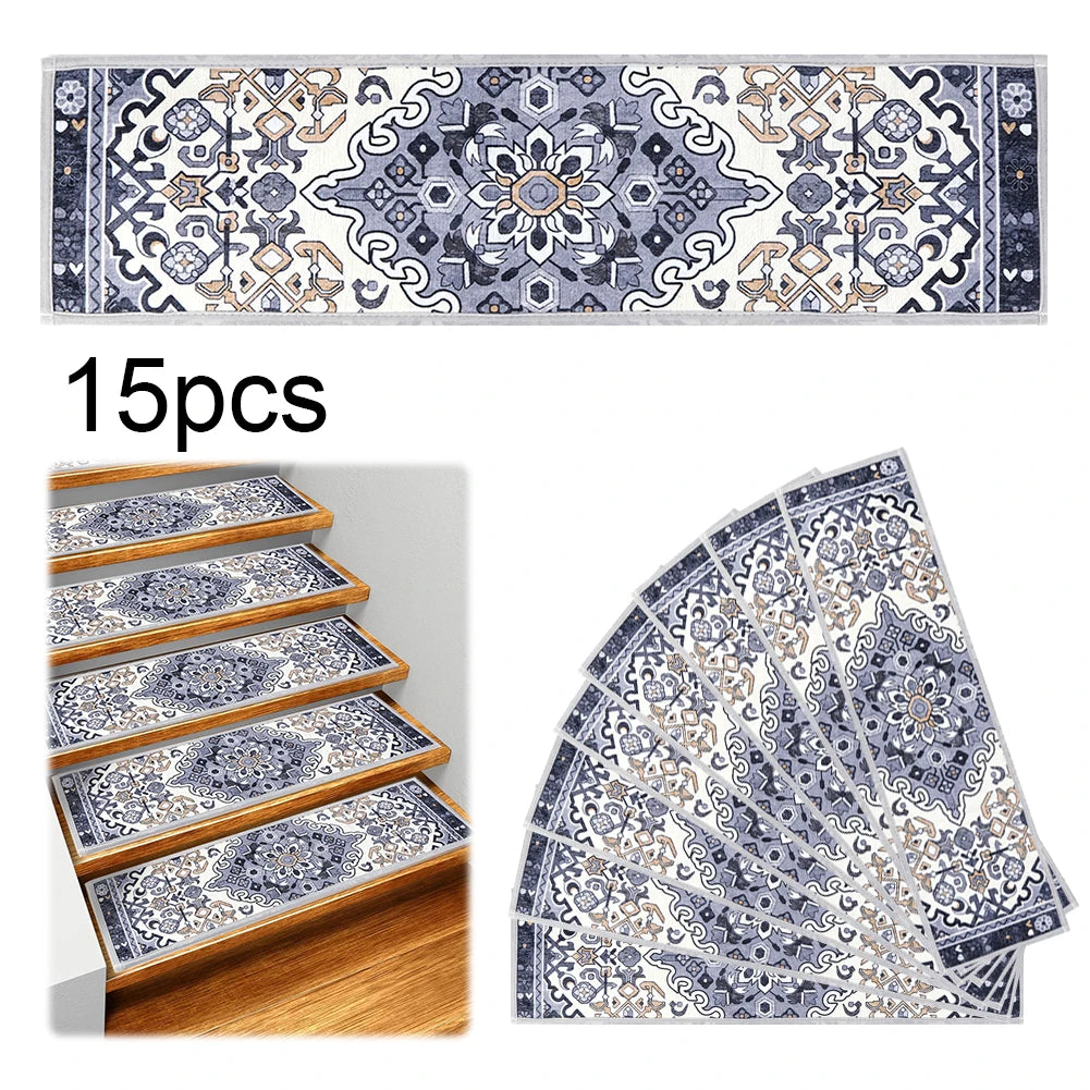 15PCS Carpet Stair Treads Set Self-adhesive