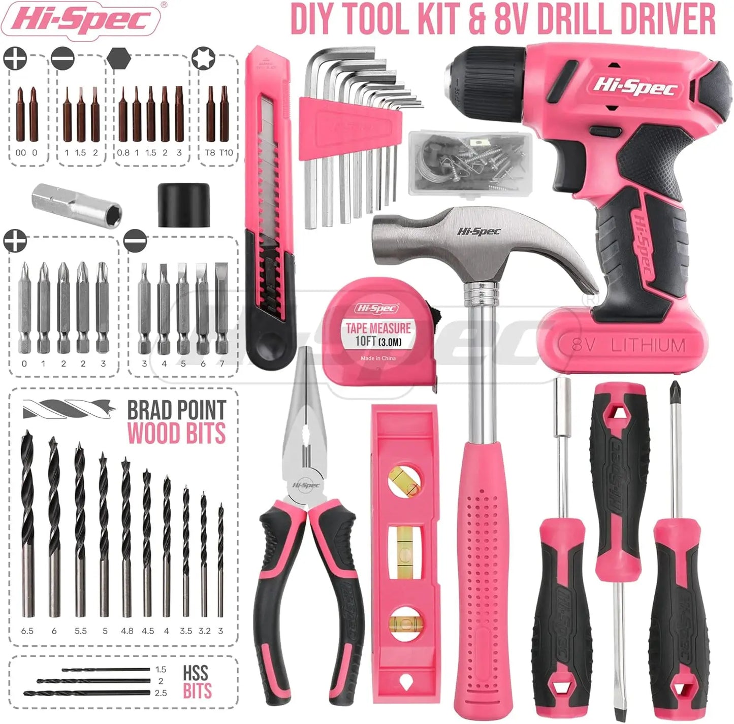 58pc Pink Tool Set