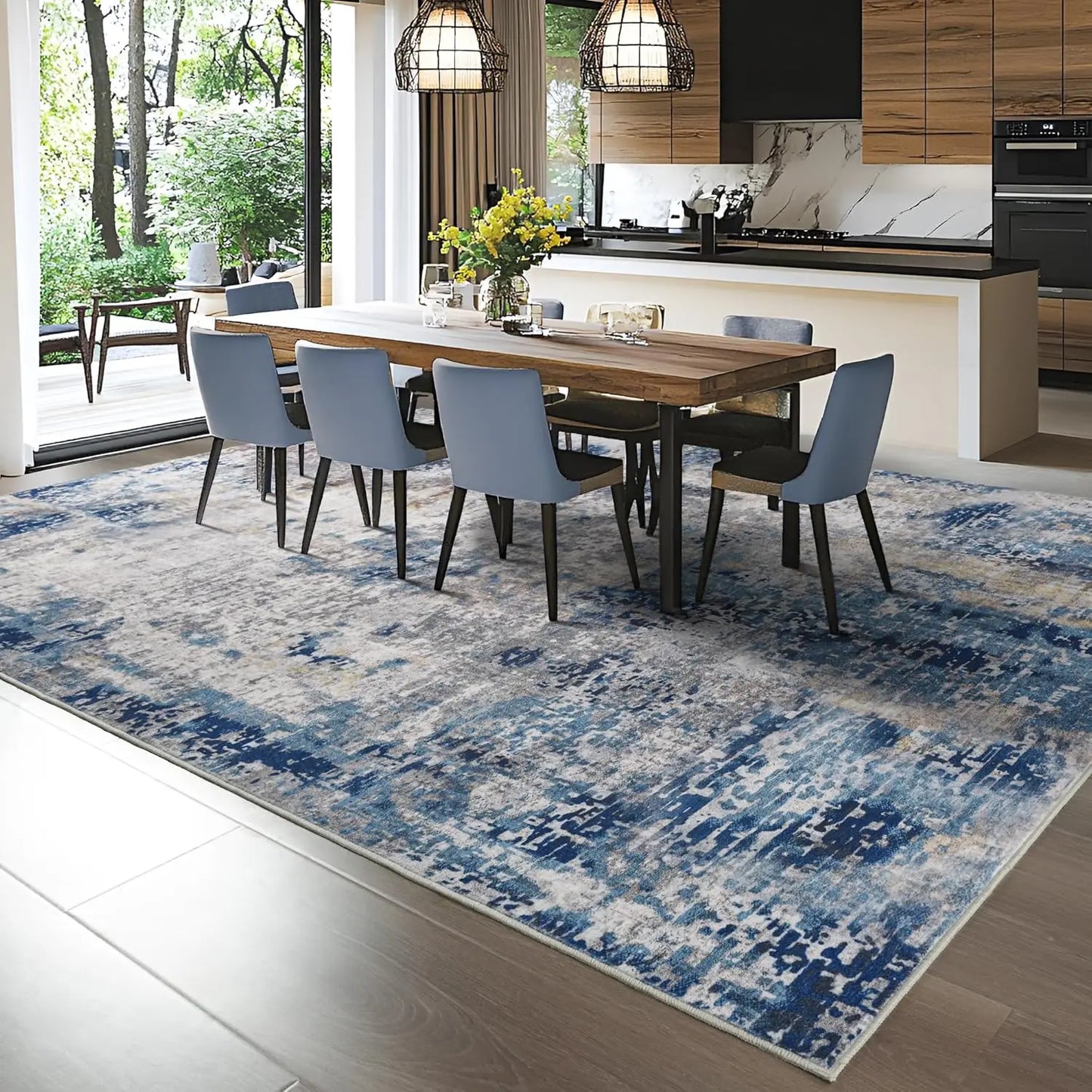 Living Room Area Rugs Machine Washable Non-Slip Carpet