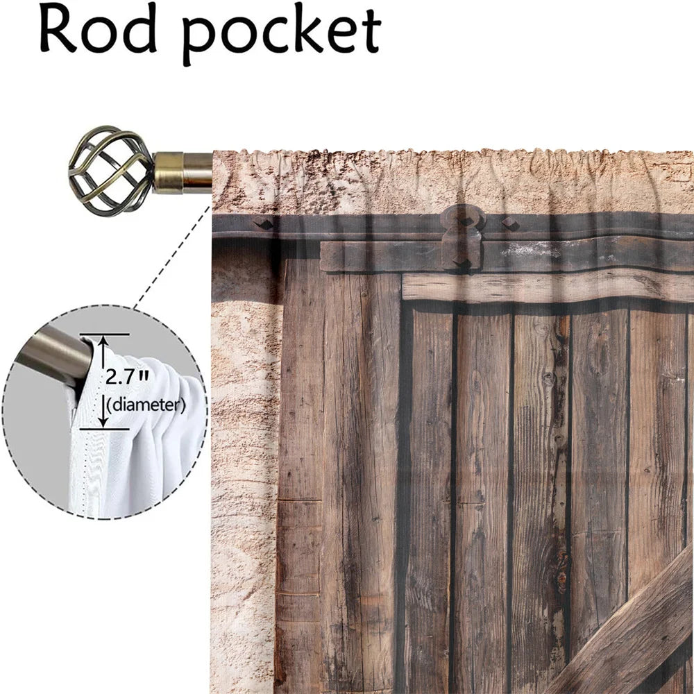 2Pcs Vintage Barn Door Curtains