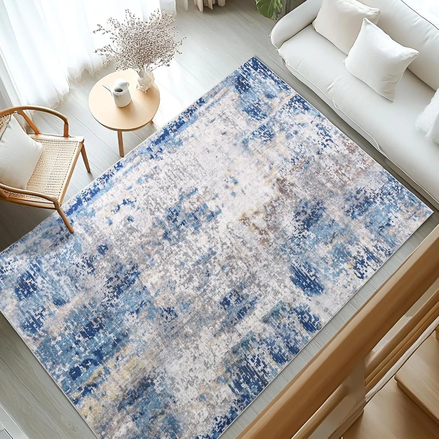 Living Room Area Rugs Machine Washable Non-Slip Carpet