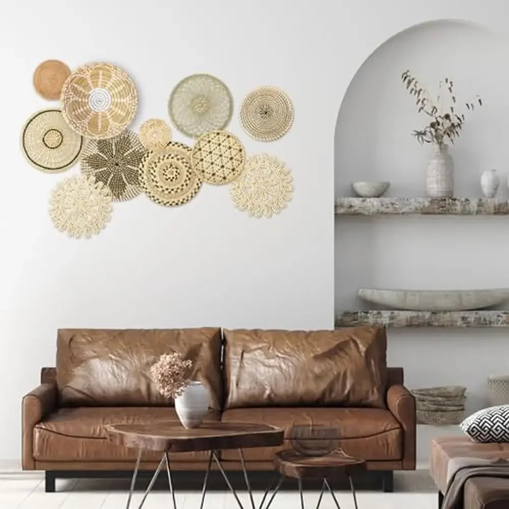 Boho Handmade Bulrush Wall Decor Set