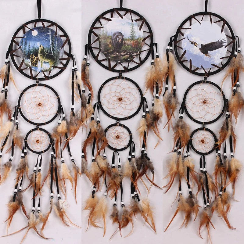 Handmade Dream Catcher with Brown Feathers
