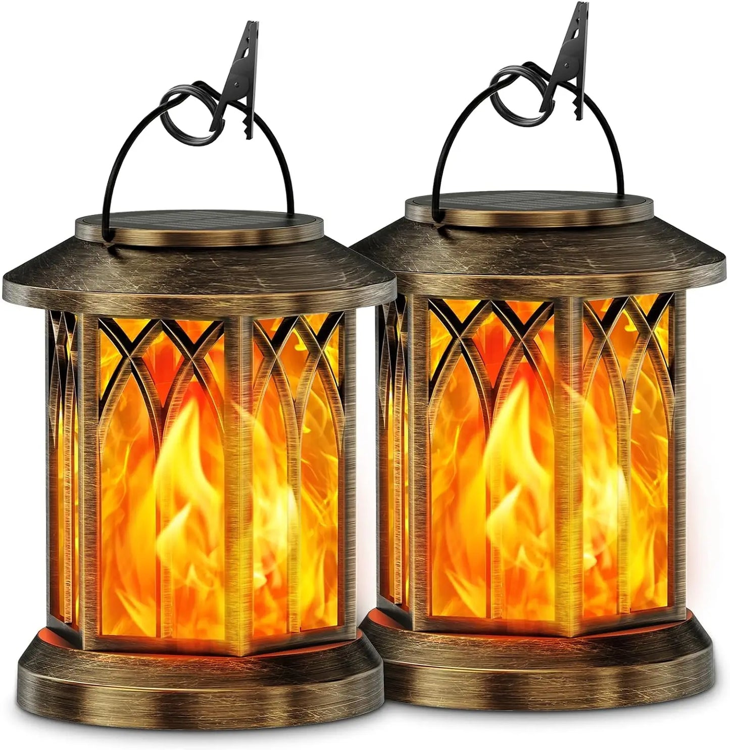 2 Pack Flickering Flame Solar Lanterns