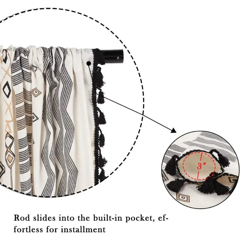 Boho Curtains 2 Panels Geometric