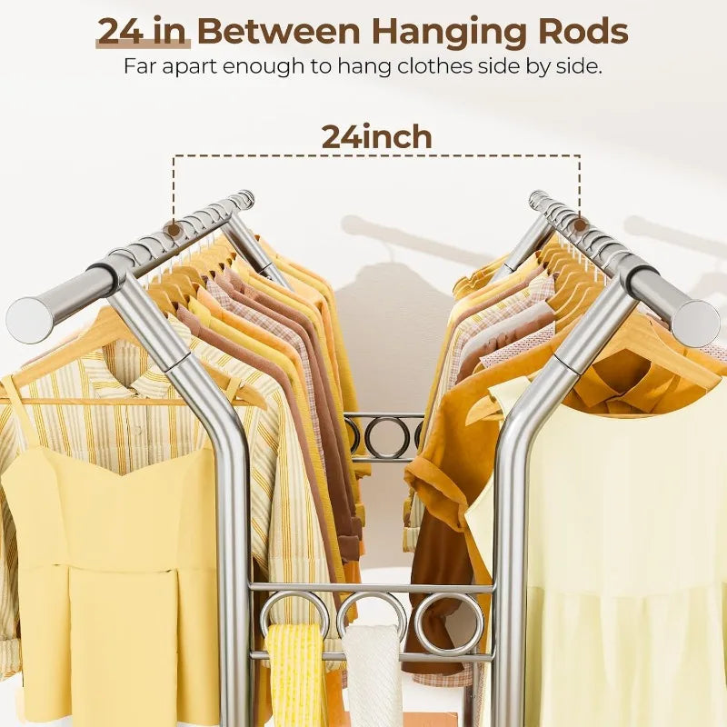 Heavy Duty Rolling Clothes Rack
