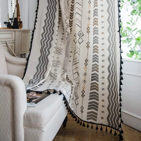 Boho Curtains 2 Panels Geometric