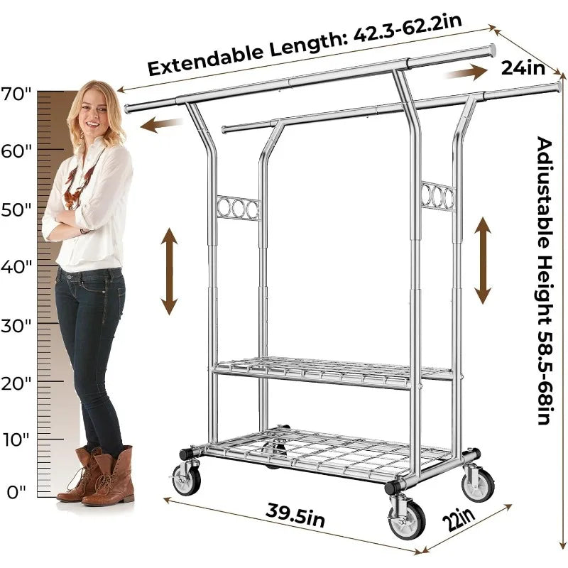 Heavy Duty Rolling Clothes Rack