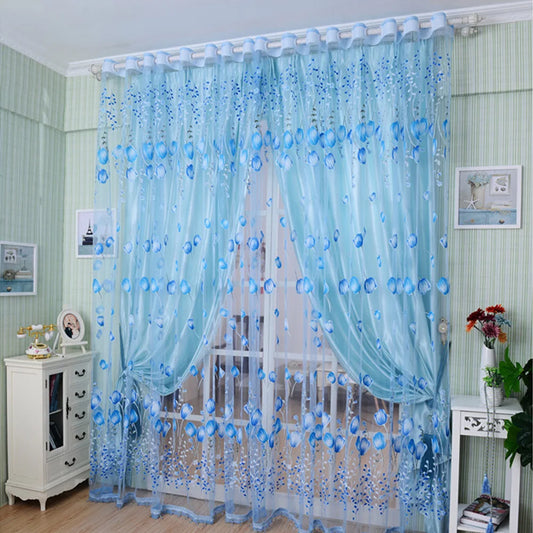 Romantic Tulips Window Voile Curtain